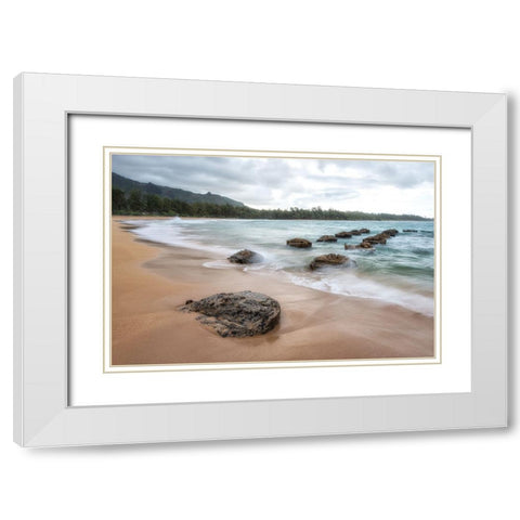 Anahola III White Modern Wood Framed Art Print with Double Matting by Head, Danny