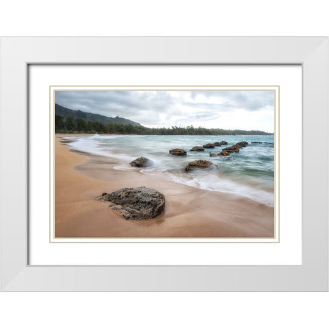 Anahola III White Modern Wood Framed Art Print with Double Matting by Head, Danny