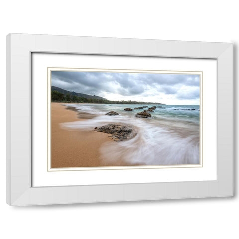 Anahola IV White Modern Wood Framed Art Print with Double Matting by Head, Danny