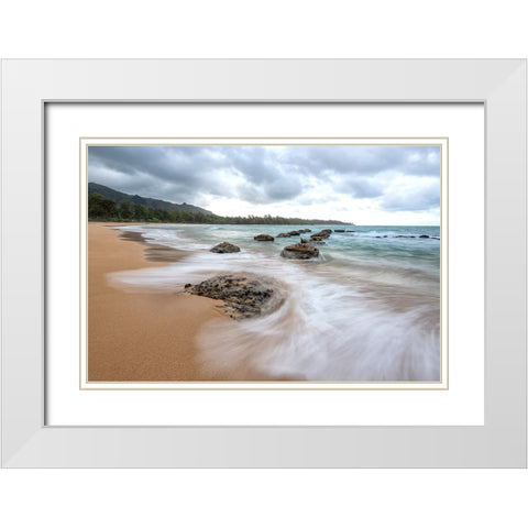 Anahola IV White Modern Wood Framed Art Print with Double Matting by Head, Danny