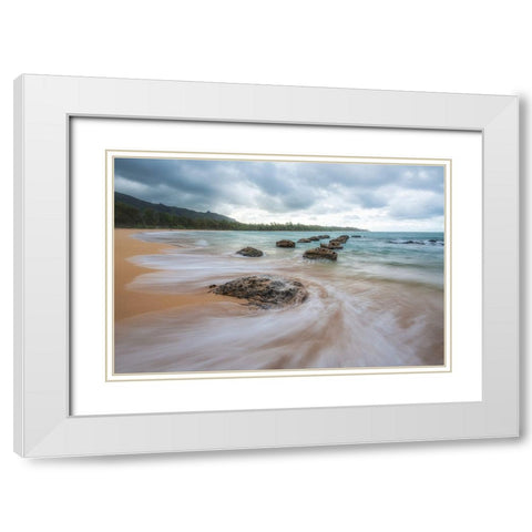 Anahola V White Modern Wood Framed Art Print with Double Matting by Head, Danny