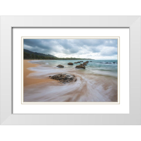 Anahola V White Modern Wood Framed Art Print with Double Matting by Head, Danny