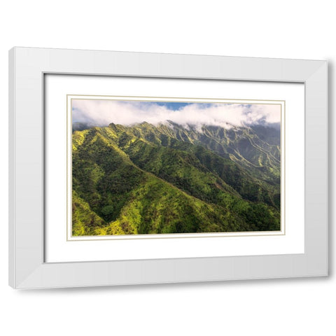 Na Pali Green White Modern Wood Framed Art Print with Double Matting by Head, Danny