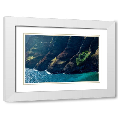 Na Pali Blue White Modern Wood Framed Art Print with Double Matting by Head, Danny
