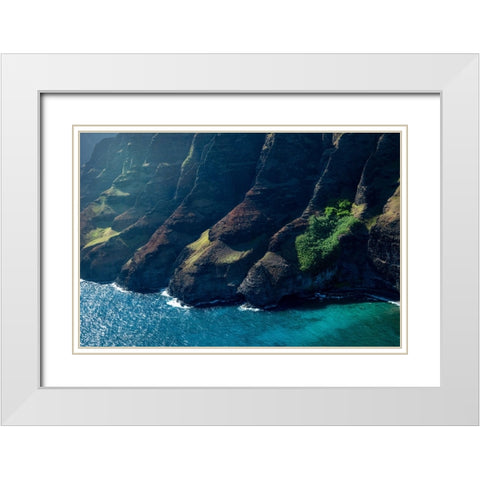 Na Pali Blue White Modern Wood Framed Art Print with Double Matting by Head, Danny