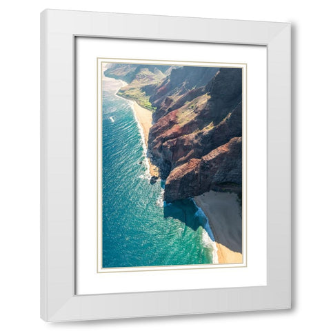 Aqua Shore I White Modern Wood Framed Art Print with Double Matting by Head, Danny