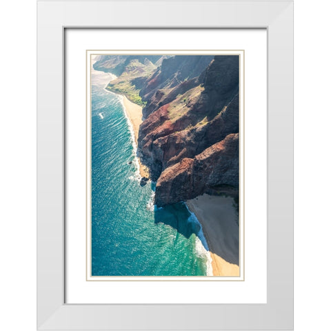 Aqua Shore I White Modern Wood Framed Art Print with Double Matting by Head, Danny