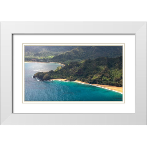 Aqua Shore II White Modern Wood Framed Art Print with Double Matting by Head, Danny
