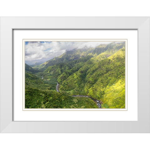 Hanalei Valley II White Modern Wood Framed Art Print with Double Matting by Head, Danny