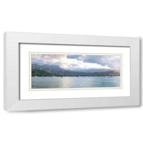 Hanalei Pano I White Modern Wood Framed Art Print with Double Matting by Head, Danny