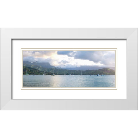 Hanalei Pano I White Modern Wood Framed Art Print with Double Matting by Head, Danny