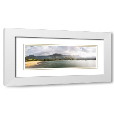 Hanalei Pano II White Modern Wood Framed Art Print with Double Matting by Head, Danny