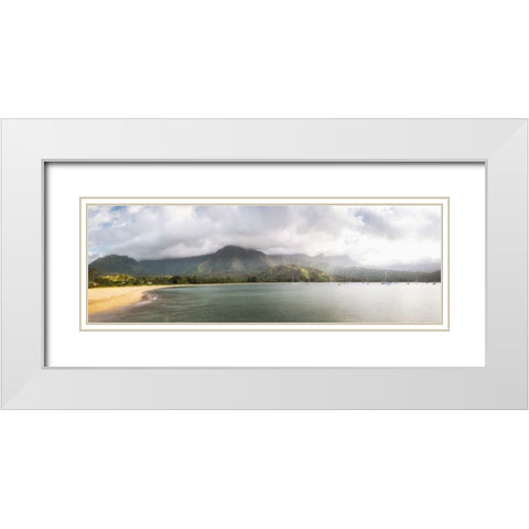 Hanalei Pano II White Modern Wood Framed Art Print with Double Matting by Head, Danny