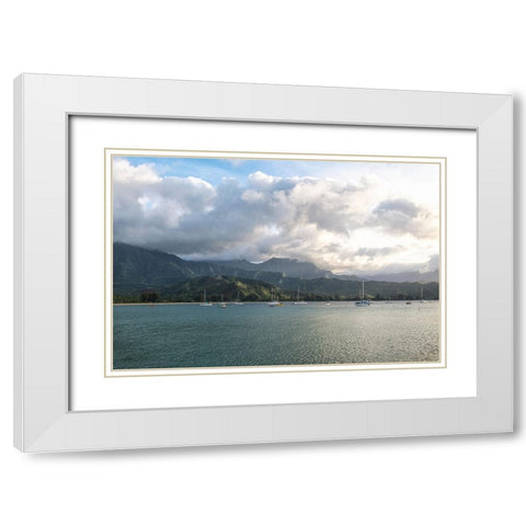 Anchored at Hanalei White Modern Wood Framed Art Print with Double Matting by Head, Danny