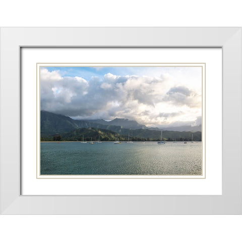 Anchored at Hanalei White Modern Wood Framed Art Print with Double Matting by Head, Danny