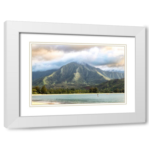 Paddleboarder White Modern Wood Framed Art Print with Double Matting by Head, Danny