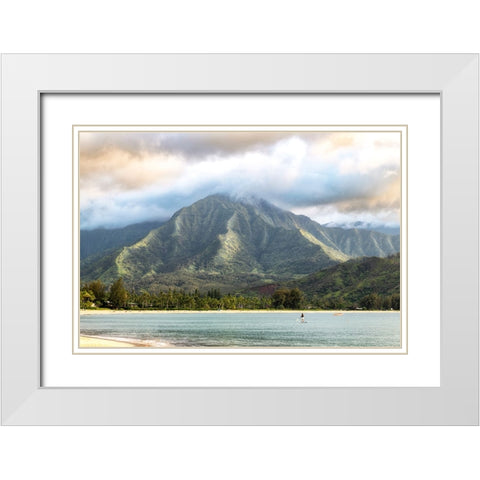 Paddleboarder White Modern Wood Framed Art Print with Double Matting by Head, Danny