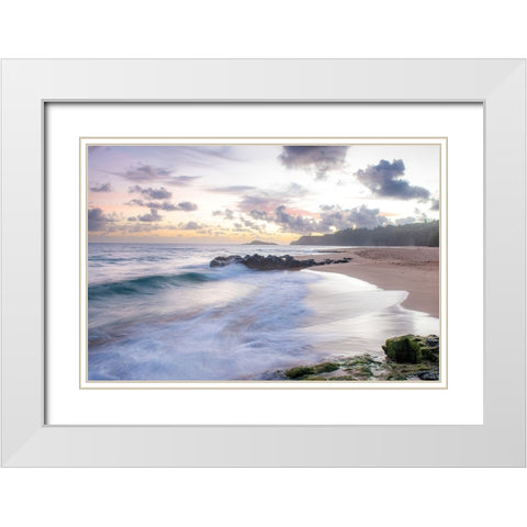Secret Beach I White Modern Wood Framed Art Print with Double Matting by Head, Danny