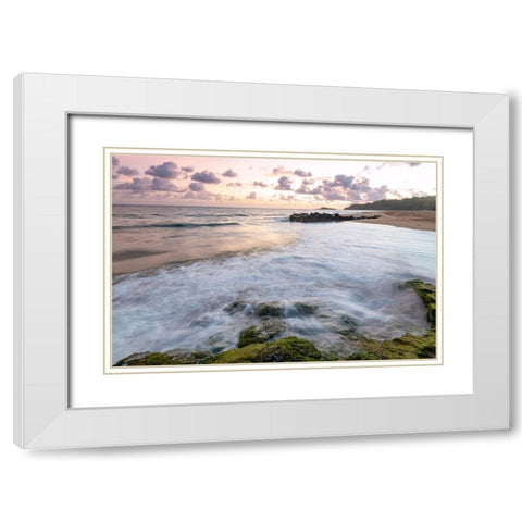 Secret Beach II White Modern Wood Framed Art Print with Double Matting by Head, Danny