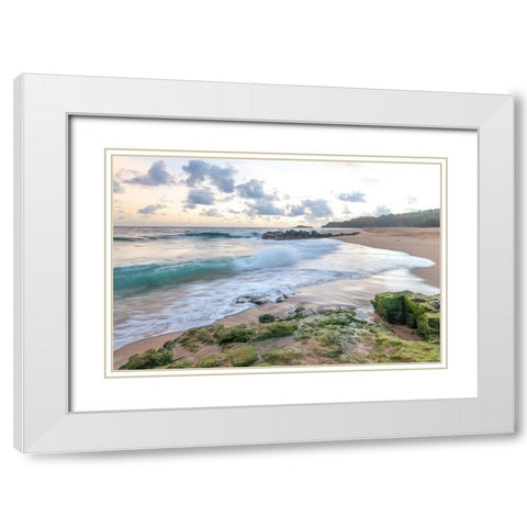 Secret Beach III White Modern Wood Framed Art Print with Double Matting by Head, Danny