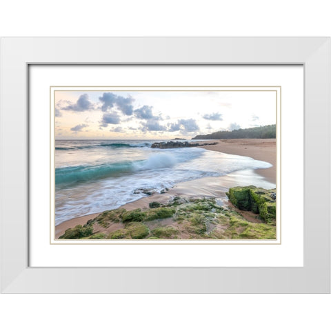 Secret Beach III White Modern Wood Framed Art Print with Double Matting by Head, Danny