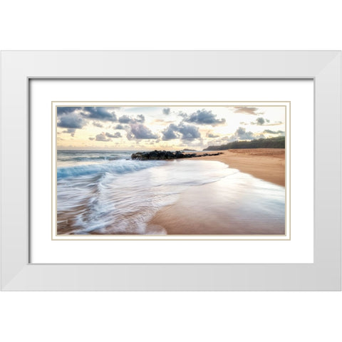Secret Beach IV White Modern Wood Framed Art Print with Double Matting by Head, Danny