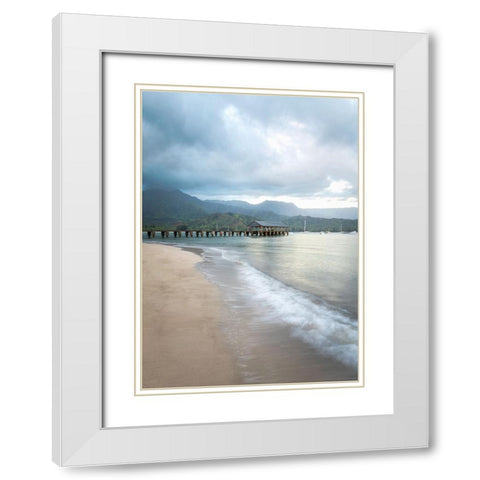Hanalei Pier I White Modern Wood Framed Art Print with Double Matting by Head, Danny