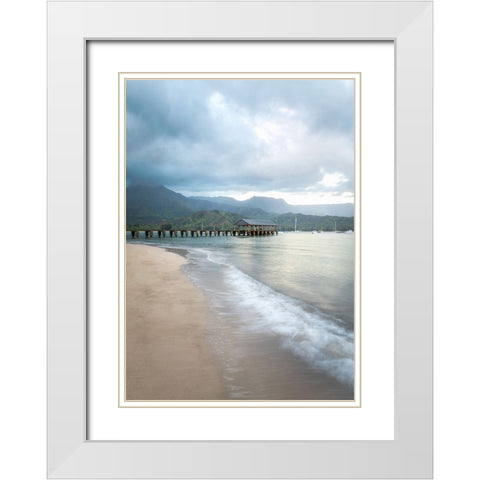 Hanalei Pier I White Modern Wood Framed Art Print with Double Matting by Head, Danny