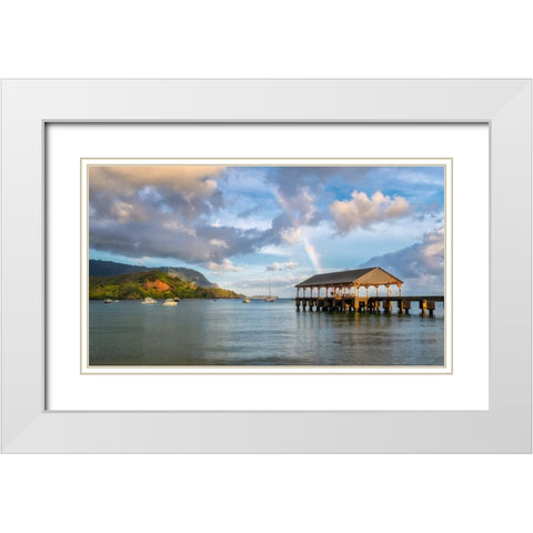 Hanalei Rainbow I White Modern Wood Framed Art Print with Double Matting by Head, Danny