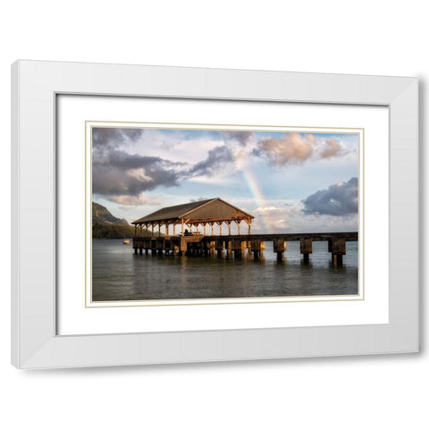 Hanalei Rainbow II White Modern Wood Framed Art Print with Double Matting by Head, Danny