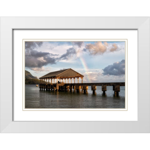 Hanalei Rainbow II White Modern Wood Framed Art Print with Double Matting by Head, Danny