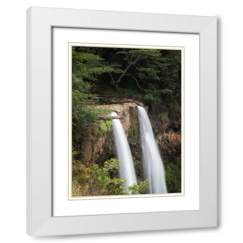 Wailua Falls White Modern Wood Framed Art Print with Double Matting by Head, Danny