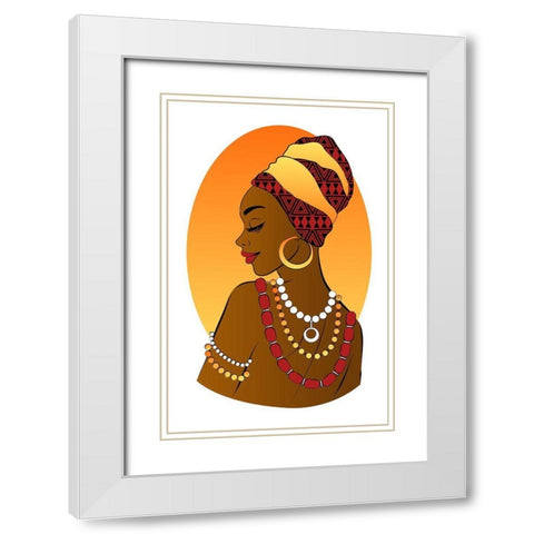 African Girl White Modern Wood Framed Art Print with Double Matting by Aesthete