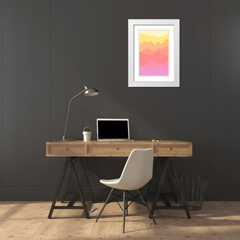 Pastel Mountains White Modern Wood Framed Art Print with Double Matting by Aesthete