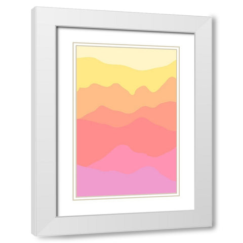 Pastel Mountains White Modern Wood Framed Art Print with Double Matting by Aesthete