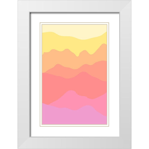 Pastel Mountains White Modern Wood Framed Art Print with Double Matting by Aesthete
