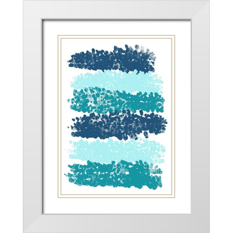 Blue Stripes White Modern Wood Framed Art Print with Double Matting by Aesthete