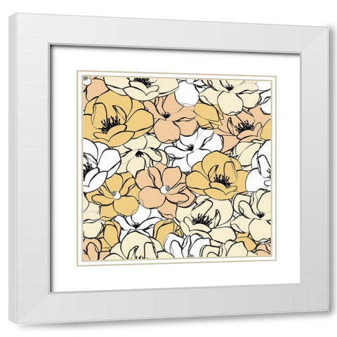 Terra Magnolias White Modern Wood Framed Art Print with Double Matting by Aesthete