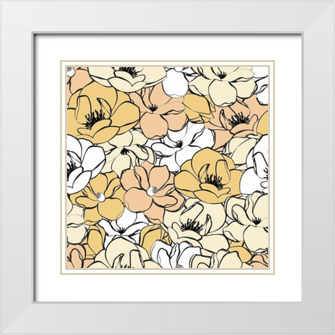 Terra Magnolias White Modern Wood Framed Art Print with Double Matting by Aesthete