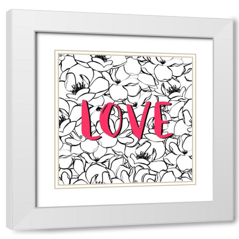 Love Magnolias White Modern Wood Framed Art Print with Double Matting by Aesthete