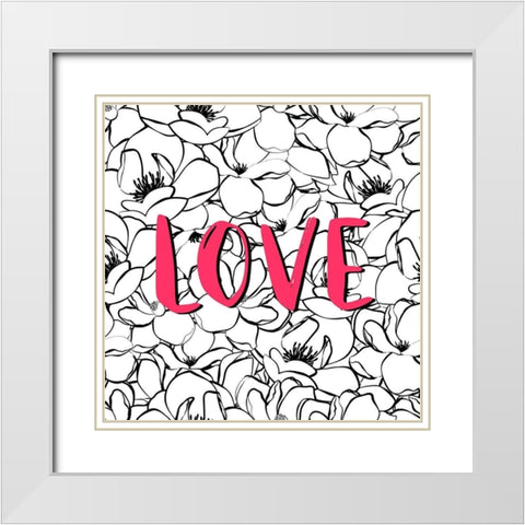 Love Magnolias White Modern Wood Framed Art Print with Double Matting by Aesthete