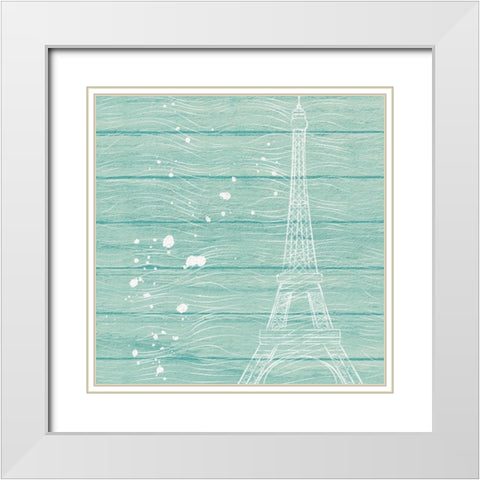 Cyan Paris White Modern Wood Framed Art Print with Double Matting by Aesthete