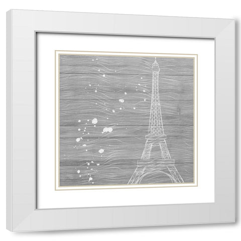Grey Paris White Modern Wood Framed Art Print with Double Matting by Aesthete
