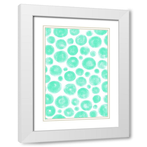 Dots Blue White Modern Wood Framed Art Print with Double Matting by Aesthete