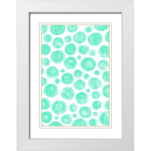 Dots Blue White Modern Wood Framed Art Print with Double Matting by Aesthete