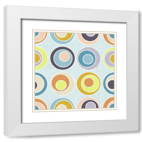 Circles White Modern Wood Framed Art Print with Double Matting by Aesthete