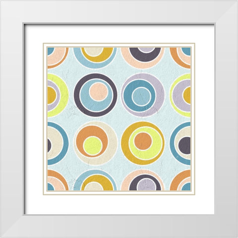 Circles White Modern Wood Framed Art Print with Double Matting by Aesthete
