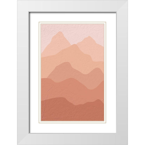 Terra Mountains White Modern Wood Framed Art Print with Double Matting by Aesthete