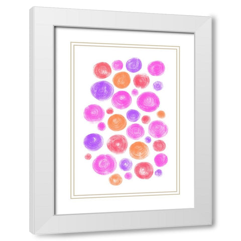 Dots Pink White Modern Wood Framed Art Print with Double Matting by Aesthete