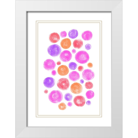 Dots Pink White Modern Wood Framed Art Print with Double Matting by Aesthete